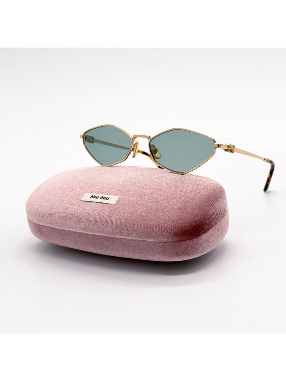 NEW MIU MIU SUNGLASSES MU56ZS 5AK04M WOMEN GOLD/GREEN MU 56ZS, SMU 56Z EYEWEAR